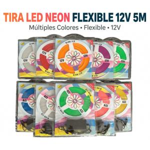 Tira LED Neon Flexible 12V 5 Metros - Kit Completo con Fuente - Múltiples Colores - Estilos Completos