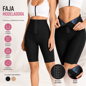 Short faja modeladora con cintura alta, broches ajustables y ajuste cómodo. Ideal para uso diario. Disponible en negro y beige. Venta por mayoreo.