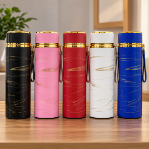 Termo Portátil con Diseño Marmoleado y Correa