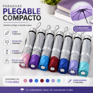 Paraguas Plegable Compacto de Colores por Mayoreo