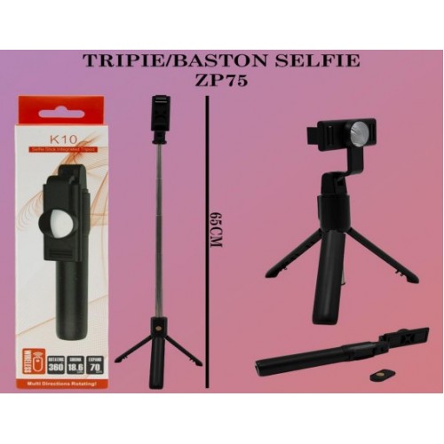 K10 Baston Selfie Stick Tripie Celular Control Remoto Bluetooth ZP75