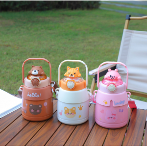 Termo para niño y niña con tematica de animalito, oso, puerquito, y zorrito,Mayoreo AX-286