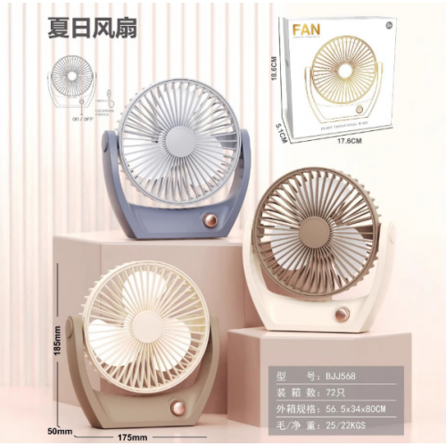 Mini ventilador eléctrico con cabezal móvil ligero, ventilador pequeño para el hogar, luz, sonido, carga USB,Mayoreo BJJ568