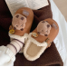 Pantuflas de algodón cálido de terciopelo y comodo para adultocon dibujo de capibara,Mayoreo 93018