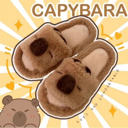 Pantuflas de piel suave y cálidas con tematica de capibara para adultos o niños,Mayoreo 93019 
