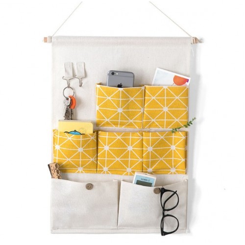 Bolsas Organizador colgante de pared con 7 bolsillos 46.5 x 35 cm ideal para baño cocina y recámara. Por Mayoreo 0770