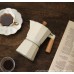 Cafetera tipo Italiana Moka Negra de Aluminio con Mango de Madera. Estilo Clásico Espresso venta por Mayoreo 135-2