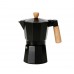 Cafetera tipo Italiana Moka Negra de Aluminio con Mango de Madera. Estilo Clásico Espresso venta por Mayoreo 135-2