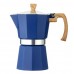 Cafetera tipo prensa Italiana Moka de Aluminio con Mango Tipo Madera, para uso doméstico, Venta por Mayoreo 135-3