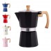 Cafetera tipo prensa Italiana Moka de Aluminio con Mango Tipo Madera, para uso doméstico, Venta por Mayoreo 135-3
