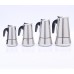 Cafetera estilo moka en acero inoxidable. Mango ergonómico, varias capacidades, apta para estufa. Ideal para café espresso, estilo europeo, térmica, portátil y eléctrica. por Mayoreo  135-5