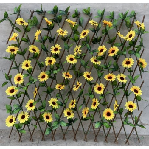 Enredadera decorativa de girasol 1.2 m | Enrejado floral para pared, jardín y terraza. Material resistente y flexible, fácil de instalar. Por Mayoreo 1370-6