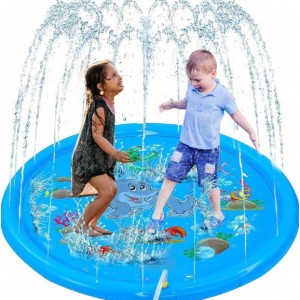 Tapete Alfombra de Agua Infantil con Aspersores Tipo Fuente diametro 170 CM– Splash Pad para Jardín de PVC- Por Mayoreo 1502-13