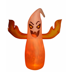 Inflable fantasma con brazos de fuego y luces LED – Decoración aterradora para Halloween – Resistente y fácil de instalar- Por Mayoreo 9243-14  