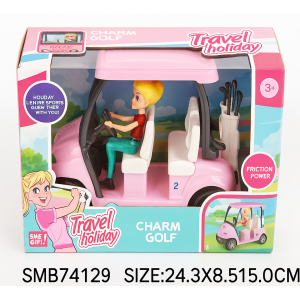 Carrito de golf para muñeca Charm Golf – Juguete con muñeca conductora, diseño rosa, modelo Travel Holiday- Por Mayoreo SG-29095