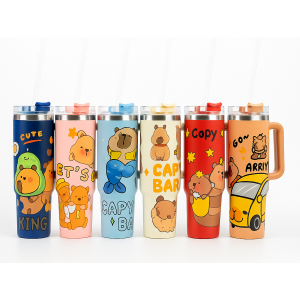 Vaso térmico infantil de diseños animados 1200 ml |tapa antiderrames y diseños kawaii|, Por Mayoreo ZH-1201