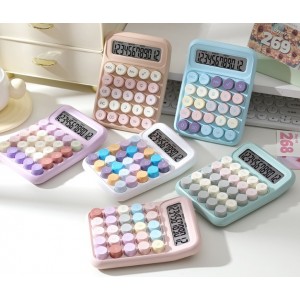 Calculadora retro pastel con botones redondos – Diseño kawaii para oficina, escuela o escritorio- Por Mayoreo 24750-12