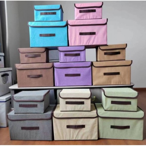 Set de cajas organizadoras plegables de tela con tapa, ideales para guardar ropa, juguetes, zapatos y accesorios. 19x25x16cm. Por Mayoreo 35335-4