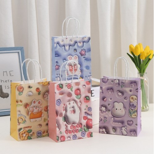  Bolsas de regalo creativa, bolsa de mano de papel kraft  de diferentres diseño animados por Mayoreo 379-1