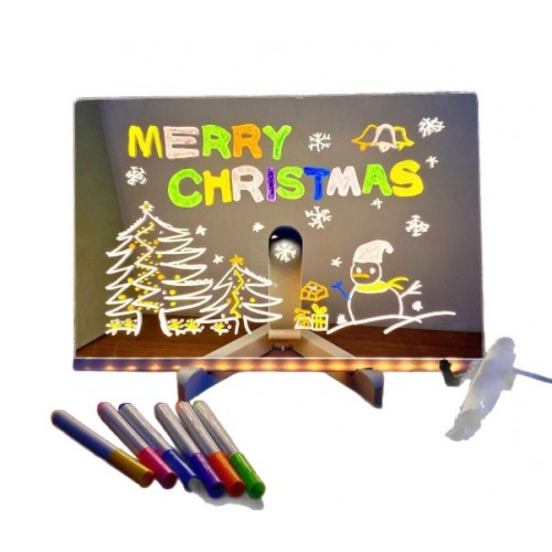 Tablero de dibujo luminoso pintado a mano, borrable, acrílico transparente para niños con pincel de soporte,  por mayoreo 60694