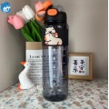 Botella motivacional  con diseño de Capibara portátil con asa capacidad de 1L Por Mayoreo 6115