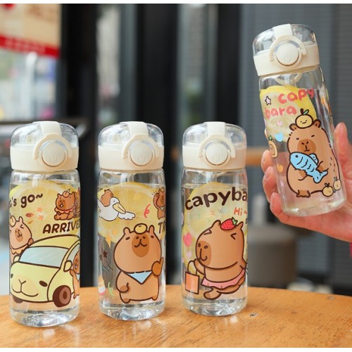 Botellas kawaii infantil, botella de capibara, Botellas de plastico portátil de gran capacidad de 400ml  Por Mayoreo 6131