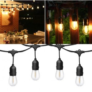 Guirnalda de luces decorativas estilo vintage de 20 metros de largo con 30 focos, Cuenta con cable resistente y portalámparas sellados para uso interior y exterior. Por Mayoreo 6529-8