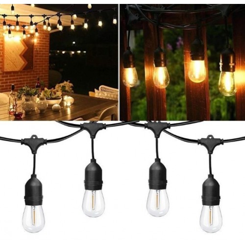 Guirnalda de luces decorativas tipo foco vintage, ideal para terrazas, jardines, balcones, fiestas y eventos.10 metros Para 15 Focos Por Mayoreo 6529-9