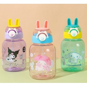 Botellas infantiles con orejas de conejo y correa ajustable – Diseño de dibujos animados – Tapa abatible con popote- Por Mayoreo 883535