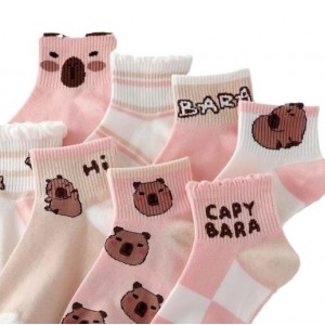 Calcetines kawaii de capibara para mujer – Medias rosas con diseño tierno y suave estilo coreano- Por Mayoreo  883768