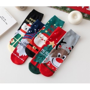 Calcetines navideños largos unisex con diseños de Santa, reno y árbol – Medias festivas de invierno para regalo- Por Mayoreo 883796
