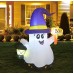 Decoración inflable de fantasma con sombrero de brujo y luces LED – Modelo “Boo!” con lámpara – Ideal para Halloween exterior-1.5m, Por Mayoreo  9243-09
