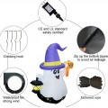 Decoración inflable de fantasma con sombrero de brujo y luces LED – Modelo “Boo!” con lámpara – Ideal para Halloween exterior-1.5m, Por Mayoreo  9243-09