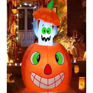 Inflable de Halloween calabaza con fantasma 1-5m– Decoración con luces LED – Diseño resistente al agua – Fácil instalación- Por Mayoreo 9243-11