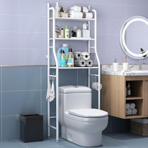 Estante almacenamiento multifunciónal organizador metálico de 3 niveles para baño, se coloca sobre el inodoro. Ahorra espacio, Por mayoreo 987-7