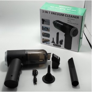 Aspiradora Portátil 3 en 1, Recargable por USB, Mini Aspiradora Inalámbrica de Mano para Auto y Hogar con Filtro Lavable y Accesorios Intercambiables de alta potencia de succión y soplado. Por Mayoreo AS-228