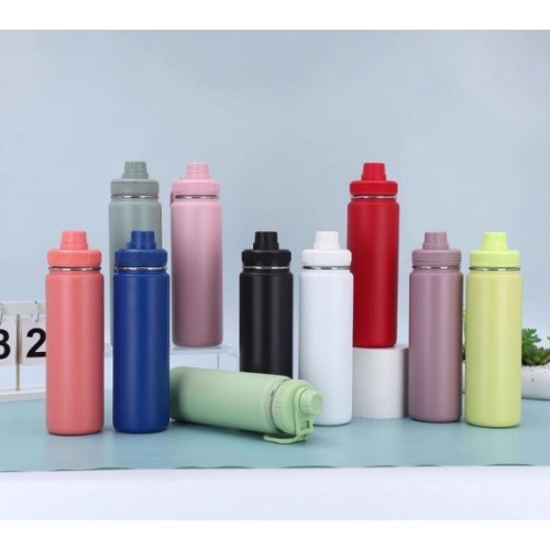 Botella de agua reutilizable deportiva con tapa rosca, termo plástico portátil para uso diario de 500ml, Por Mayoreo BZ435