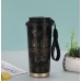 Termo de acero inoxidable con diseño floral y correa portátil – Botella térmica con tapa hermética para café, té y bebidas de 500ml,  Por Mayoreo BZ818