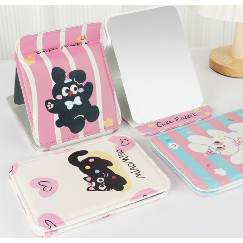 Espejo Kawaii estampado de Bolsillo o escritorio plegable portátil, de diseños animados 20.2*15.5cm  Por Mayoreo C1-168