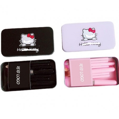 Set de brochas de 7 pinceles de maquillaje con estuche de diseños animados Por Mayoreo  C4-001