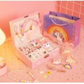 Set de Accesorios para Niñas con estuche tipo joyero  Unicornio Kawaii Y bolsa de Regalo de alta gama Por Mayoreo C4-016