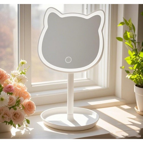 Espejo de maquillaje con diseño de orejas y base estable. Perfecto para tocador, dormitorio o como regalo y práctico para amantes del maquillaje. Por Mayoreo CY085
