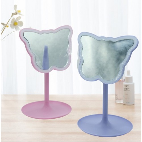 Espejo de tocador con diseño en forma de mariposa, luz LED táctil de intensidad ajustable y base circular organizadora, Por Mayoreo CY086