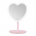 Espejo de maquillaje LED con forma de corazón, luz ajustable con control táctil, diseño moderno y base estable para tocador, Por Mayoreo  CY087