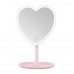 Espejo de maquillaje LED con forma de corazón, luz ajustable con control táctil, diseño moderno y base estable para tocador, Por Mayoreo  CY087