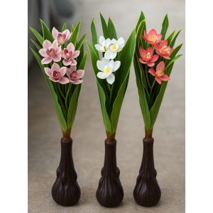 Arreglo floral de Orquídea Cymbidium artificial 0.9 m | Planta decorativa con 11 flores y hojas largas | Ideal para interiores| Arreglo premium para interiores. Por Mayoreo 478-3