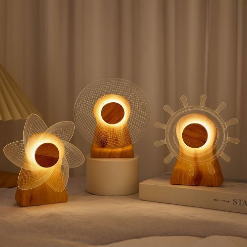 Lámpara Caja de Música de Madera con Molino de Viento Giratorio y Luz Nocturna – Noria Decorativa – Regalo Creativo, Por Mayoreo HC0771