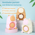 Ventilador portátil infantil con luz nocturna LED diseño oso, recargable, silencioso y dos velocidades –Por Mayoreo HQ66-32