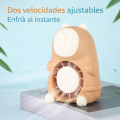 Ventilador portátil infantil con luz nocturna LED diseño oso, recargable, silencioso y dos velocidades –Por Mayoreo HQ66-32
