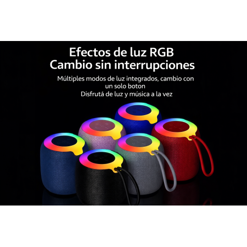 Bocina Bluetooth portátil con luces RGB, efectos de luz multicolor, sonido potente y diseño compacto – Por Mayoreo 17578-1
